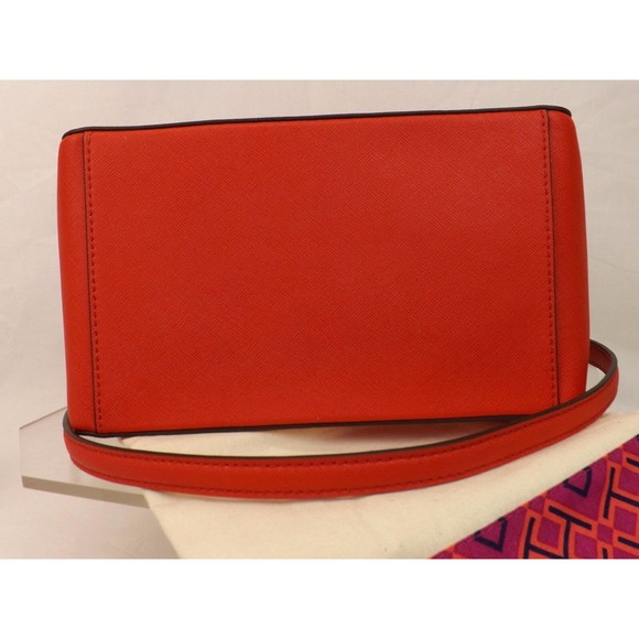 NWT TORY BURCH ROBINSON MINI SAFFIANO VERMILLION RED LEATHER ZIP CROSSBODY BAG - Picture 7 of 11